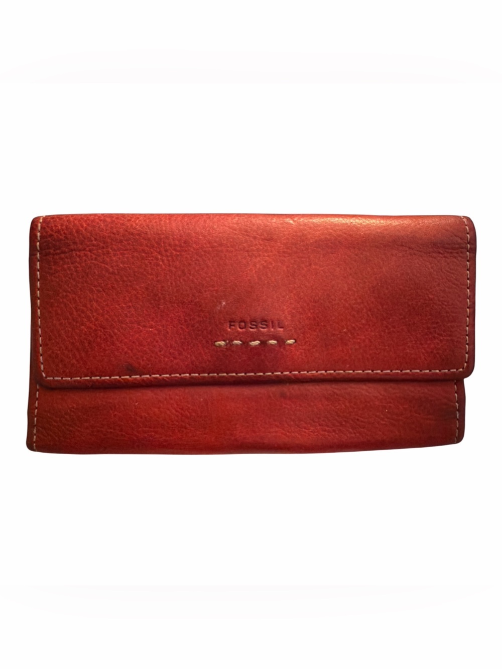 Fossil Red Leather Foldover Wallet